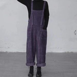 purple corduroy slouchy oversized bib overalls